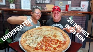 UNDEFEATED PIZZA CHALLENGE  28 Inches in 28 Minutes [upl. by Nnylrefinnej]