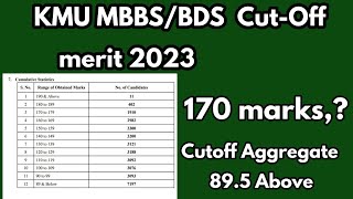 KMU MBBSBDS cutOff merit 2023Expect merit list for admission in mbbs bds 2023Mbbs cutoff merit [upl. by Nageek]