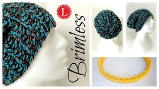 LOOM KNIT Hat for Beginners  Brimless Bottom Up Slouchy Round Loom  Loomahat [upl. by Hanauq]