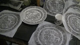 Transfer Printing Demonstration at Spode  Blue amp White Transferware [upl. by Birchard]