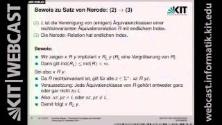 06 Rechtsinvarianz und Index Nerode Minimalität des Äquivalenzklassenautomats [upl. by Neel497]