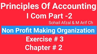 I com 2Chap2 Exe3 Principles of Accounting Sohail Afzal Book Non Profits Making Organization [upl. by Haukom]