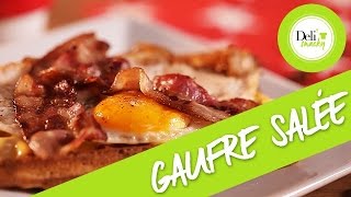 Recette Gaufre Salée Œuf Bacon Cheddar [upl. by Daggna]