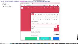 Online calculator Symbolab to solve a system of nonlinear equations [upl. by Enait]