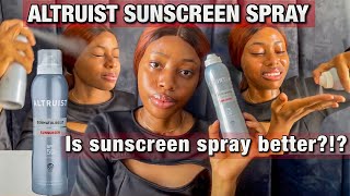 Altruist sunscreen spray SPF50 review  How to use sunscreen spray  No White cast [upl. by Joya]