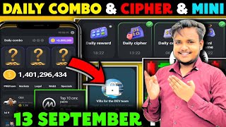 13 September Daily Combo amp Daily Cipher amp Mini Game  Hamster Kombat Daily Combo amp Mini Game [upl. by Wetzell]