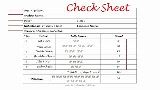 CHECK SHEET  7 QC Tools  Quality Control Tools  Lean Six Sigma Tools  Total Quality Management [upl. by Htilil]