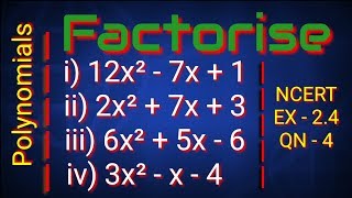 Maths Class 9 Ex 24 QN 4 Factorise [upl. by Adahs]