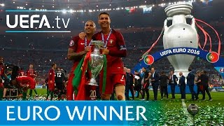 Cristiano Ronaldo celebrates Portugals EURO glory [upl. by Esdnil883]