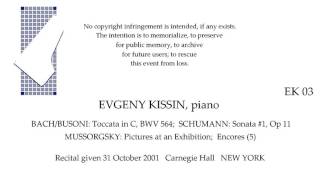 EVGENY KISSIN Recital Live 31 October 2001 Carnegie Hall NEW YORK [upl. by Nebur]