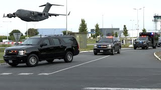 Five planes fly President Bidens motorcade to France 🇺🇸 🇫🇷 [upl. by Ayekehs938]