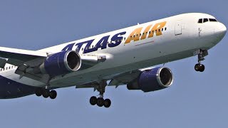 Atlas Air Boeing 767300F Landing at Larnaca Intl  LCA Plane Spotting  McKenzie Beach View [upl. by Anitahs]