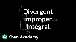 Divergent improper integral  AP Calculus BC  Khan Academy [upl. by Odracir]