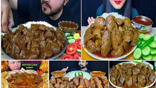 ASMR EATING SPICY BIG SIZE FULL MUTTON LIVER MASALA CURRYBASMATI RICESALADAsmr Eatingasmr food [upl. by Azar]