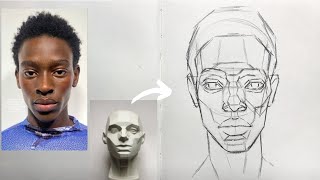 How to Draw the head in front view  Asaro method [upl. by Eicirtap980]