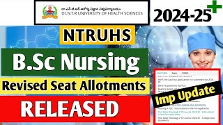 NTRUHS BSc Nursing  Revised Seat Allotments RELEASED  Self reporting date ampCommencement ofClasses [upl. by Bannister]