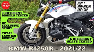 EP1 BMW R1250R HP Sport and Exclusive road test amp review and 6 different seats tested ENG  DEU [upl. by Pelmas722]