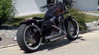 Harley Davidson Bobber mit BSL Pipes wwwmrbobbercustomcom [upl. by Lytsirhc557]