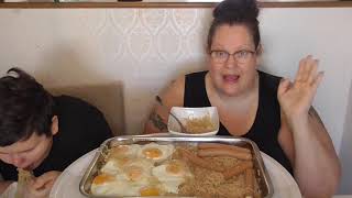 Mukbang  Brunch med Nudlar korv och stekt ägg [upl. by Almena]