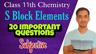 S block elements 20 Important questions  Class 11 Chemistry  CBSE Sourabh Raina [upl. by Neilla]