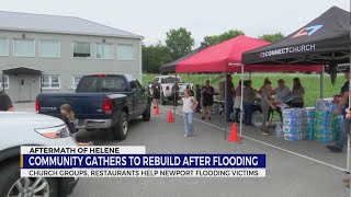 Church groups restaurants help Newport flooding victims [upl. by Nrojb247]