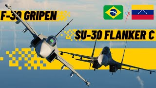 SIMULAÇÃO F39 GRIPEN BRASIL vs VENEZUELA SU30 FLANKER C  Quem tem o Melhor Caça [upl. by Aleel]