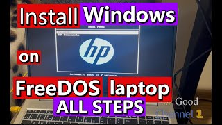 Install Windows on FreeDOS laptop ALL Steps BIOS setup [upl. by Nowad]