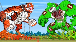 TIGER ANIMAL VS TREX DINOSAURS ZOMBIE Dinosaur Jurassic Transfiguration funny animal 2023 [upl. by Pete]