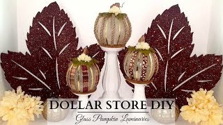 Dollar Store DIYS  Glass Pumpkin Luminaries  NEUTRAL Fall Decor [upl. by Ayimat887]