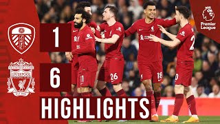 HIGHLIGHTS Leeds United 16 Liverpool  Salah amp Jota double in emphatic display [upl. by Assili]