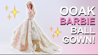 OOAK Metallic Gold Lace BALL GOWN  Barbie Collector [upl. by Artied]