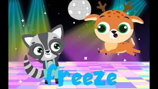 Freeze Dance Song for Kids  Fun Movement Game with Raccoon  Dance Hop Twirl [upl. by Dana]