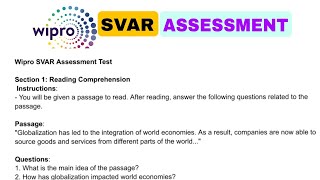 Wipro SVAR Assessment Test  Complete Video [upl. by Ahsian]