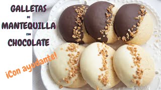 Galletas de mantequilla con chocolate RECETA muy SENCILLA y con AYUDANTE [upl. by Severen]