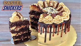 PASTEL SNICKERS  CHOCOLATE RELLENO DE CARAMELO Y CACAHUATE  POSTRES CON IXCHEL [upl. by Buhler]