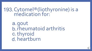 Top 200 Drugs Practice Test Question  Cytomel liothyronine is a medication for PTCB NAPLEX Prep [upl. by Odraode160]