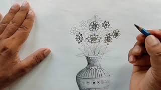 How to draw pot flower drawing very easy  gamla drawing  flower pot drawing step by step  Pot [upl. by Art]