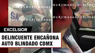 Encañona a automovilista en centro de la CDMX coche estaba blindado [upl. by Eliezer]