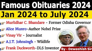 Obituaries Current Affairs 2024  Jan To July 2024  Death in News 2024  Current Affairs 2024 [upl. by Marucci]