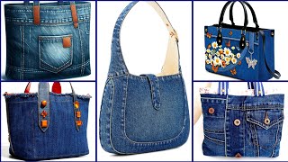 Most Beautiful denim recycled Patchwork Tote Bags Ideas 2024 [upl. by Ayyn]