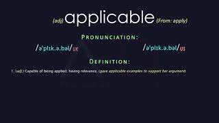 Applicable Meaning And Pronunciation  Audio Dictionary [upl. by Engamrahc]