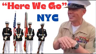 Marines Chant quotHere We Goquot in Times Square  2024 Fleet Week NYC [upl. by Ranger]