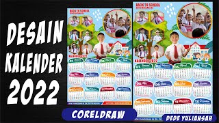 Free Template kalender 2022 LENGKAP dengan Coreldraw [upl. by Ralli]