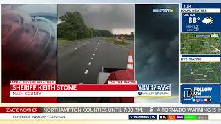 Nash Co Sheriff Stone gives Live Update on Tornado on the ground in Rocky Mount [upl. by Htenay]