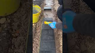 Laying block pave edging on a wet mix and sbr [upl. by Nyrad]