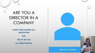 NEW ITR COMPLIANCE FOR DIRECTOR OF A COMPANY [upl. by Bixby]