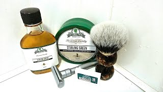 Merkur Futur Adjustable Safety Razor Stirling Soaps Green Yaqi Caramel Brush [upl. by Nolitta148]