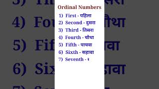 1 to 10 Ordinal Numbers in English and Marathi [upl. by Jo-Ann]