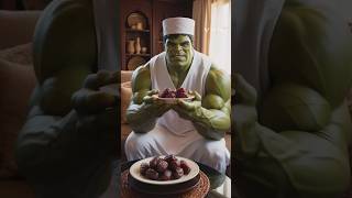 Wow hulk is Muslim eating dates shorts ytshorts hulk marvel spiderman muslim marveling [upl. by Gabriellia]