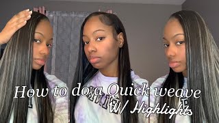 HOW TO DO A QUICK WEAVE W LEAVE OUT [upl. by Sharity]